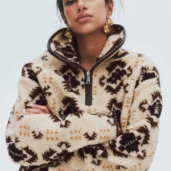 HALF ZIP TEDDY FLEECE JACKET - Picture 3 of 6